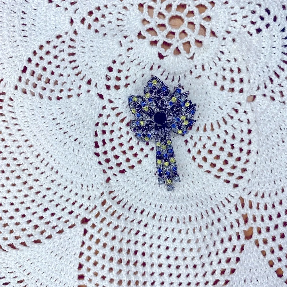 Vintage Silver and Purple Floral Brooch